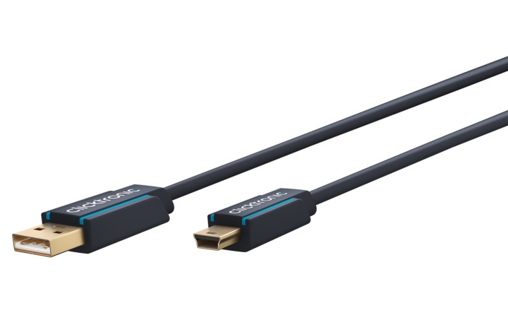 ClickTronic Adapterkabel från USB A till USB Mini B 2.0 Premiumkabel | USB A-kontakt USB mini B-kontakt | 1,8 m | 480 Mbit/s i gruppen DATORER & KRINGUTRUSTNING / Datorkablar / USB-kablar / Mini-USB / Kablar hos TP E-commerce Nordic AB (C43329)