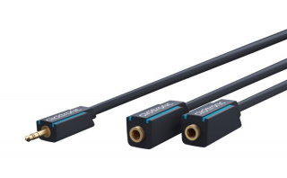 ClickTronic 3,5 mm AUX-adapterkabel, stereo Premium-kabel | 1x 3,5 mm jackkontakt  2x 3,5 mm jackkontakt | 0,1 m | OFC innerledare