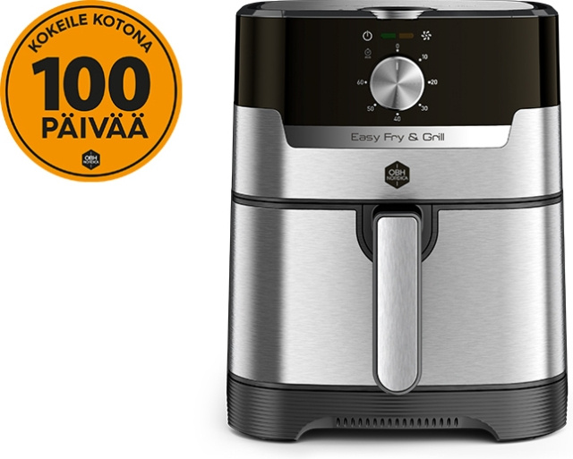 OBH Nordica Easy Fry & Grill Classic+ 2-i-1 airfryer, stål i gruppen HEM, HUSHÅLL & TRÄDGÅRD / Hushållsmaskiner / Airfryers & fritöser hos TP E-commerce Nordic AB (C43780)