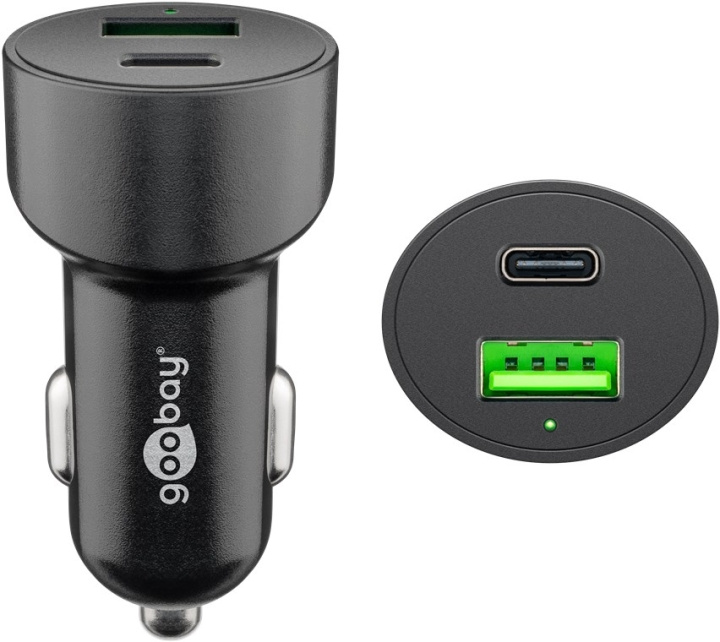 Goobay Dubbel USB-billadare USB-C™ PD (Power Delivery) (48 W) 48 W (12/24 V) USB-A/USB-C™ lämplig för enheter med USB-C™ (Power Delivery), t.ex. iPhone 12 i gruppen SMARTPHONE & SURFPLATTOR / Laddare & Kablar / Billaddare / Billaddare Typ C hos TP E-commerce Nordic AB (C43972)