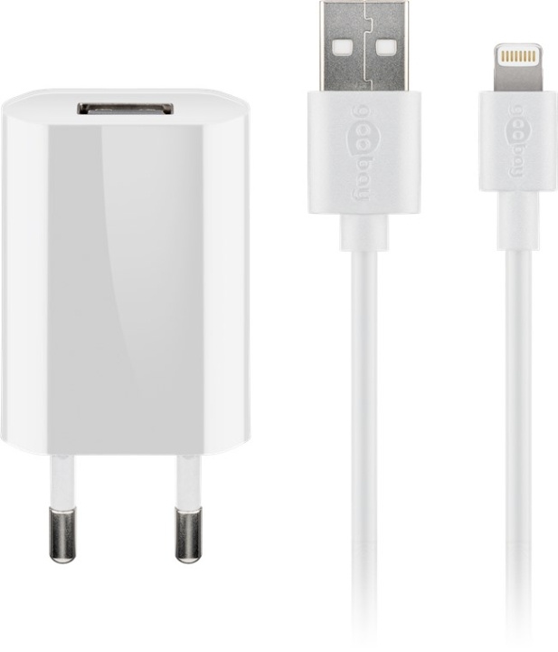 Goobay Apple Lightning laddningssats (5 W) Strömförsörjning med Apple Lightning-kabel 1 m (vit) i gruppen SMARTPHONE & SURFPLATTOR / Laddare & Kablar / Väggladdare / Väggladdare Lightning hos TP E-commerce Nordic AB (C43977)