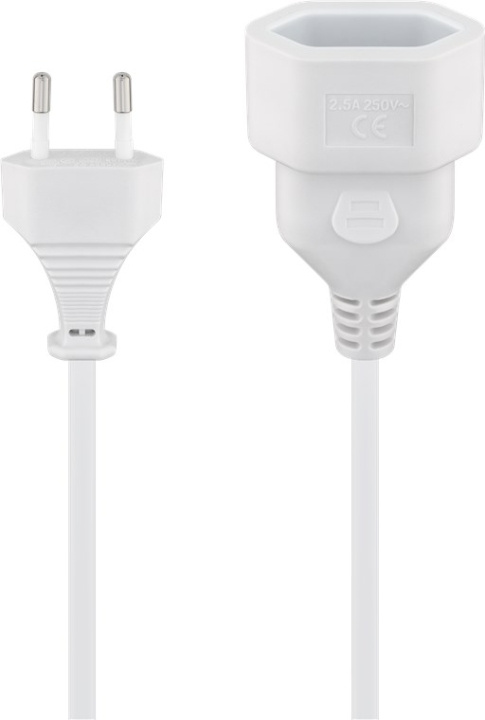 Goobay Förlängningskabel Europlug, 3 m, vit Europlug (typ C, CEE 7/16) > Europeiskt uttag i gruppen HEM, HUSHÅLL & TRÄDGÅRD / El & Belysning / Förlängningskablar hos TP E-commerce Nordic AB (C44022)