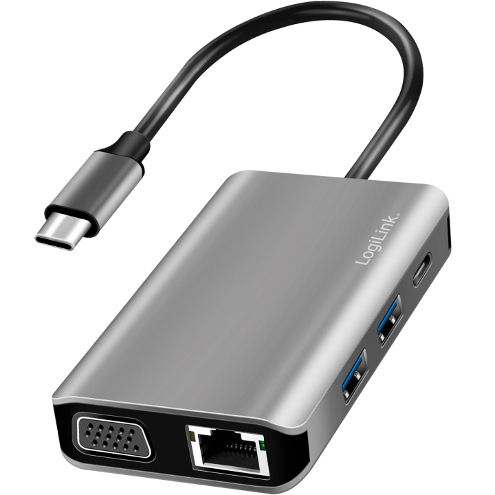 LogiLink USB-C-dockningsstation 7-i-1 HDMI/VGA/RJ45/USB-C 100W PD i gruppen DATORER & KRINGUTRUSTNING / Bärbara datorer & tillbehör / Dockningsstation hos TP E-commerce Nordic AB (C44266)