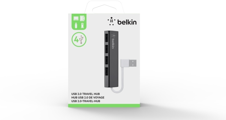 Belkin 4-Port Slim Travel USB Hub i gruppen DATORER & KRINGUTRUSTNING / Datortillbehör / USB-hubbar hos TP E-commerce Nordic AB (C44457)