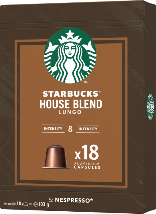 Starbucks Nespresso House Blend Kaffekapslar, 18st, 103g i gruppen HEM, HUSHÅLL & TRÄDGÅRD / Hushållsmaskiner / Kaffemaskiner & Tillbehör / Kaffekapslar hos TP E-commerce Nordic AB (C44513)