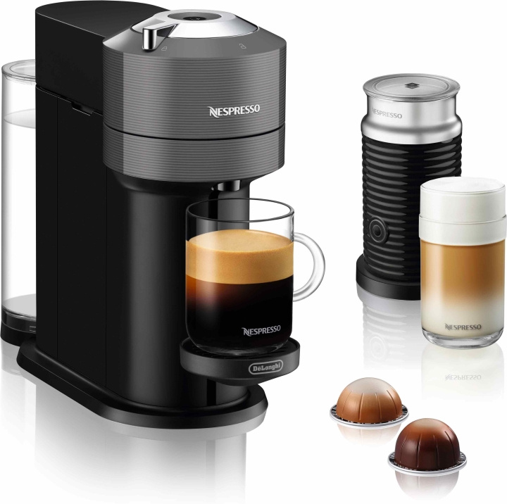 Nespresso Vertuo Next Aeroccino Bundle Pack Kapselmaskin, Grå i gruppen HEM, HUSHÅLL & TRÄDGÅRD / Hushållsmaskiner / Kaffemaskiner & Tillbehör / Kaffebryggare hos TP E-commerce Nordic AB (C44559)