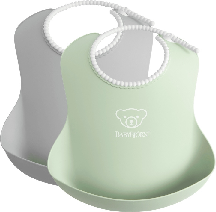 BabyBjörn Baby Haklapp, 2 st, Grå/Pulvergrön i gruppen LEKSAKER, BARN- & BABYPRODUKTER / Äta & Dricka / Haklappar hos TP E-commerce Nordic AB (C45346)