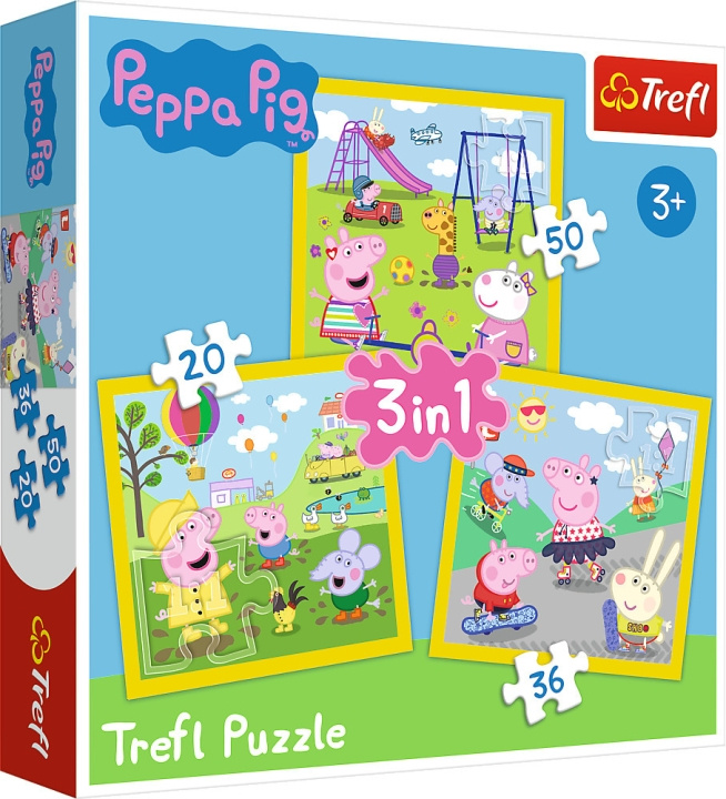 TREFL Greta Gris 3 i 1 pussel, 20+36+50 bitar i gruppen LEKSAKER, BARN- & BABYPRODUKTER / Leksaker / Barnpussel hos TP E-commerce Nordic AB (C46755)