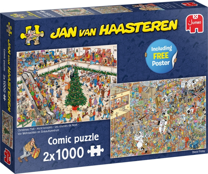 Jan Van Haasteren, 2 i 1 Holiday Shopping-pussel, 2 x 1000 bitar i gruppen SPORT, FRITID & HOBBY / Hobby / Pussel hos TP E-commerce Nordic AB (C46769)