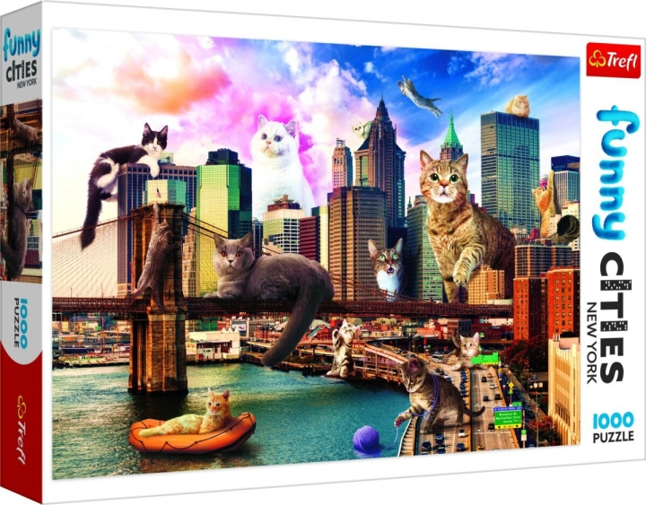 TREFL Cats in New York pussel, 1000 bitar i gruppen SPORT, FRITID & HOBBY / Hobby / Pussel hos TP E-commerce Nordic AB (C46774)