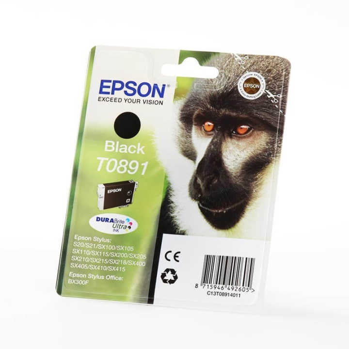 Epson Bläck C13T08914011 T0891 Svart, Apa i gruppen DATORER & KRINGUTRUSTNING / Skrivare & Tillbehör / Bläck & Toner / Bläckpatroner / Epson hos TP E-commerce Nordic AB (C47097)