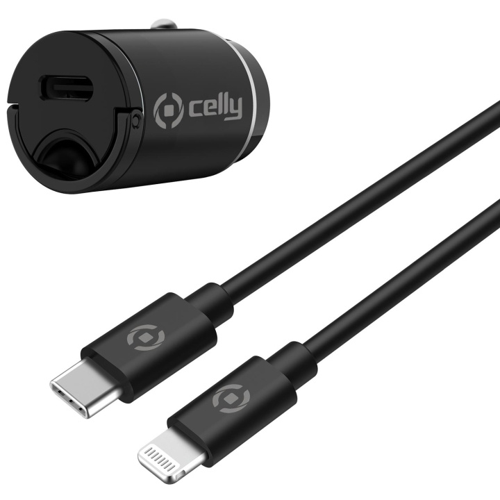 Celly Billaddare Mini USB-C PD 20W + USB-C till Lightning-kabel i gruppen SMARTPHONE & SURFPLATTOR / Laddare & Kablar / Billaddare / Billaddare Typ C hos TP E-commerce Nordic AB (C47163)