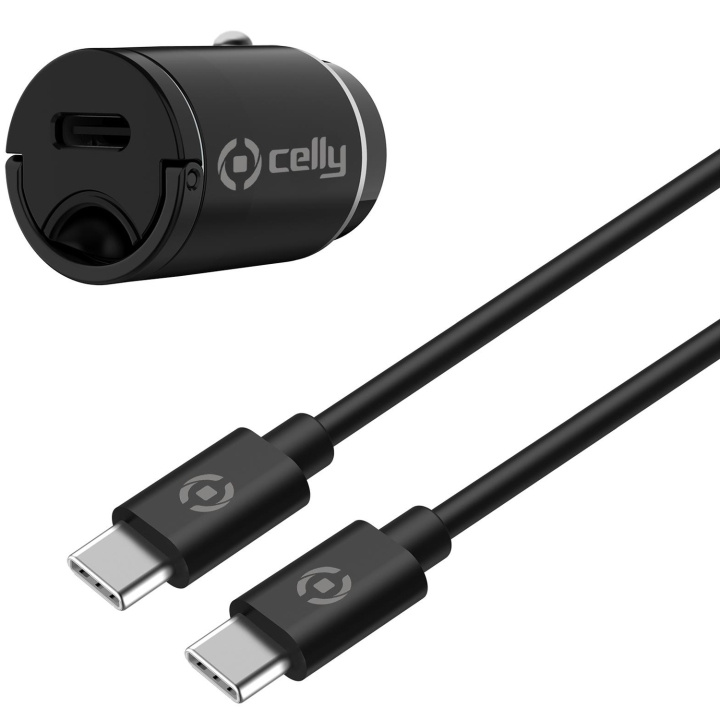 Celly Billaddare Mini USB-C PD 20W + USB-C till USB-C-kabel i gruppen SMARTPHONE & SURFPLATTOR / Laddare & Kablar / Billaddare / Billaddare Typ C hos TP E-commerce Nordic AB (C47164)