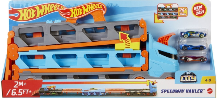 Hot Wheels City Speedway Hauler Truck i gruppen LEKSAKER, BARN- & BABYPRODUKTER / Leksaker / Leksaksbilar & andra fordon hos TP E-commerce Nordic AB (C47188)
