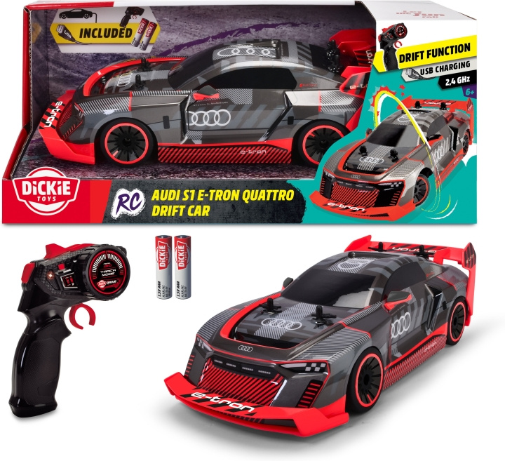 Dickie Toys Audi S1 ​​E-Tron Quattro Drifting - fjärrstyrd bil, RTR i gruppen LEKSAKER, BARN- & BABYPRODUKTER / Leksaker / Leksaksbilar & andra fordon hos TP E-commerce Nordic AB (C47290)