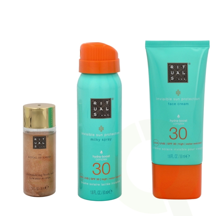 Rituals Karma Summer Sun Care Set 130 ml Shimmering Body Oil 30ml/Face Cream SPF30 50ml/Milky Spray SPF30 50ml i gruppen SKÖNHET & HÄLSA / Hudvård / Solskydd & Tanning / Solskydd hos TP E-commerce Nordic AB (C47587)