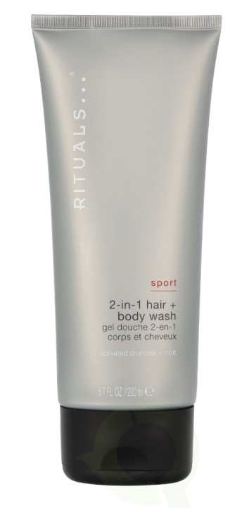 Rituals Sport 2-1 Hair + Body Wash 200 ml Activated Charcoal + Mint i gruppen SKÖNHET & HÄLSA / Hudvård / Kroppsvård / Bad & Duschcreme hos TP E-commerce Nordic AB (C47601)