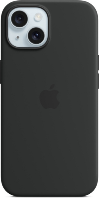 Apple iPhone 15 silikonfodral med MagSafe, svart