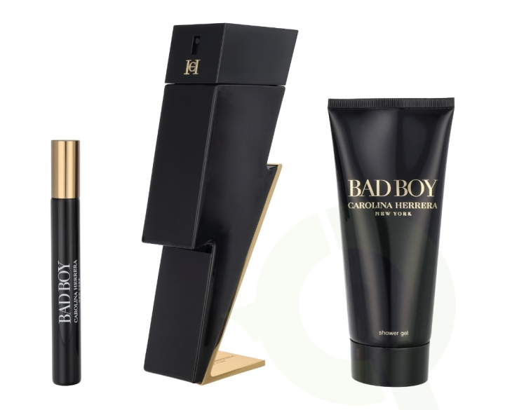 Carolina Herrera Bad Boy Giftset 210 ml Edt Spray 100ml/Shower Gel 100ml/Edt Travel Spray 10ml i gruppen SKÖNHET & HÄLSA / Presentkit / Presentkit För Henne hos TP E-commerce Nordic AB (C48574)