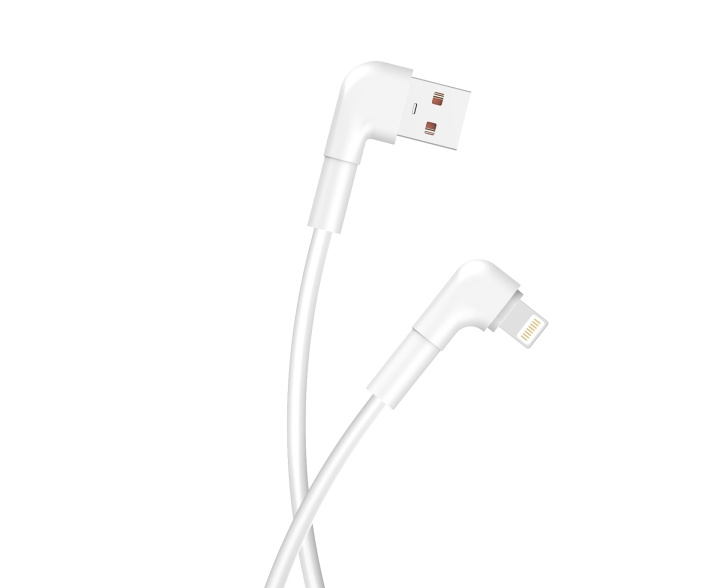 Maxlife MXUC-09 Vinklad kabel USB - Lightning 1,0 m 2,4A, Vit i gruppen SMARTPHONE & SURFPLATTOR / Laddare & Kablar / Kablar / Kablar Lightning hos TP E-commerce Nordic AB (C48662)