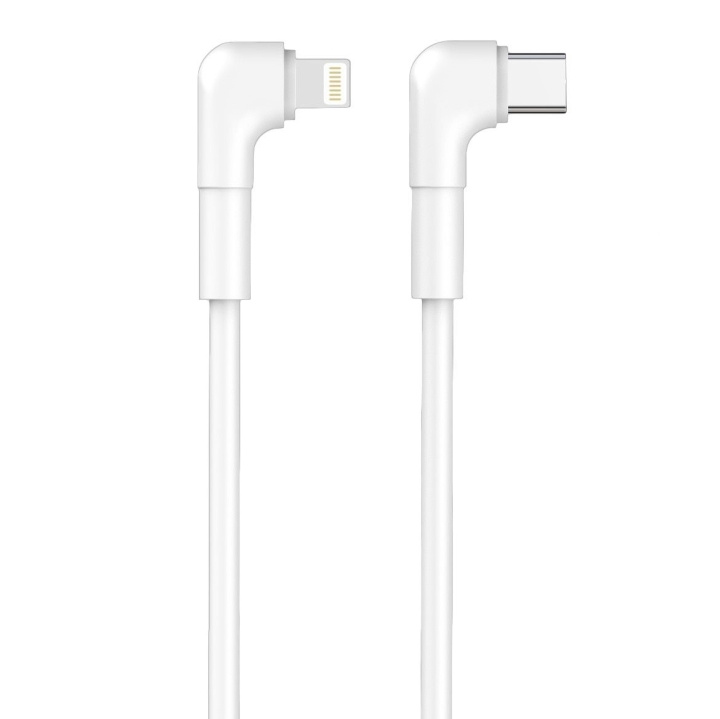 Maxlife MXUC-09 Vinklad kabel USB-C - Lightning, 1m, 27W, Vit i gruppen SMARTPHONE & SURFPLATTOR / Laddare & Kablar / Kablar / Kablar Lightning hos TP E-commerce Nordic AB (C48664)