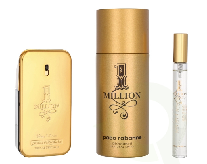 Paco Rabanne 1 Million Giftset 210 ml Edt Spray 50ml/Deo Spray 150ml/Edt Travel Spray 10ml i gruppen SKÖNHET & HÄLSA / Presentkit / Presentkit För Honom hos TP E-commerce Nordic AB (C49073)
