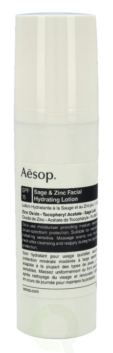 AESOP Sage & Zinc Facial Hydrating Lotion SPF15 50 ml i gruppen SKÖNHET & HÄLSA / Hudvård / Ansiktsvård / Ansiktskräm hos TP E-commerce Nordic AB (C49368)