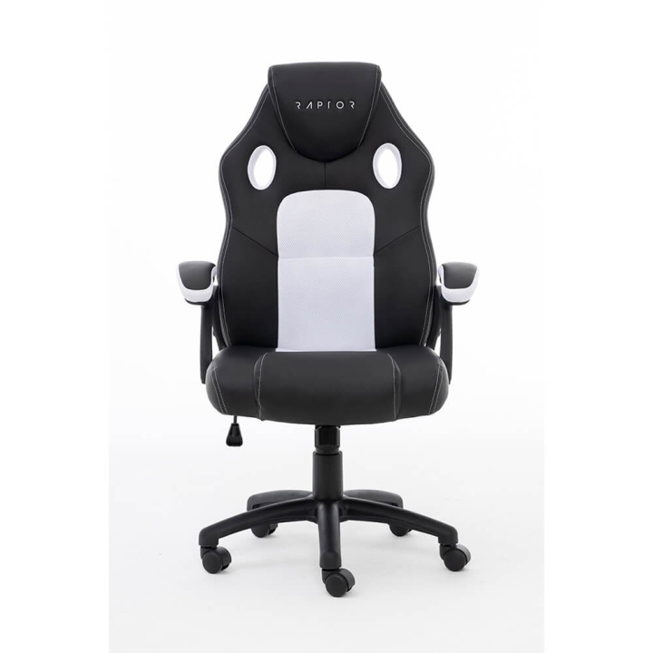 Raptor Gaming Chair GS-40 Compact, PU+Fabric, Black/White i gruppen DATORER & KRINGUTRUSTNING / Gaming / Gamingstolar hos TP E-commerce Nordic AB (C49434)