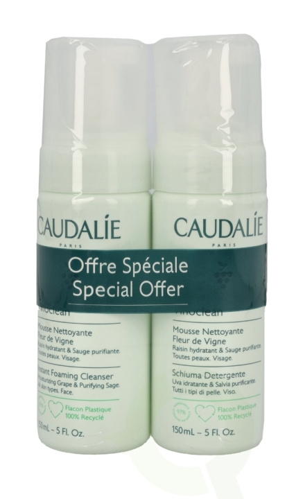 Caudalie Vinoclean Instant Foaming Cleanser Duo 300 ml 2x150ml i gruppen SKÖNHET & HÄLSA / Hudvård / Ansiktsvård / Rengöring hos TP E-commerce Nordic AB (C49596)