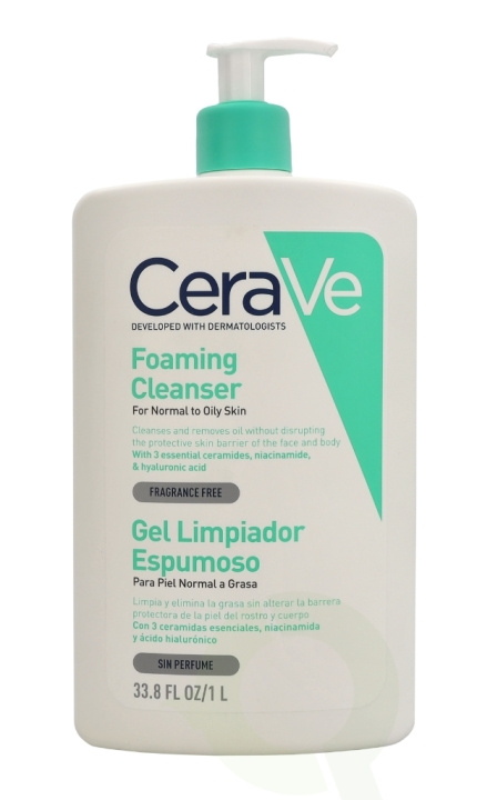 Cerave Foaming Cleanser w/Pump 1000 ml For Normal To Oily Skin i gruppen SKÖNHET & HÄLSA / Hudvård / Ansiktsvård / Rengöring hos TP E-commerce Nordic AB (C49621)