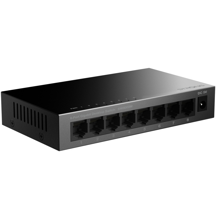 Strong 8-port Gigabitswitch Metall Svart i gruppen DATORER & KRINGUTRUSTNING / Nätverk / Switchar / 10/100/1000Mbps hos TP E-commerce Nordic AB (C49975)