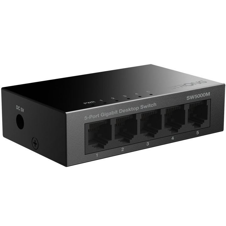 Strong 5-port Gigabitswitch Metall Svart i gruppen DATORER & KRINGUTRUSTNING / Nätverk / Switchar / 10/100/1000Mbps hos TP E-commerce Nordic AB (C49976)