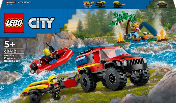 LEGO City Fire 60412 - 4x4 Brandbil med räddningsbåt i gruppen LEKSAKER, BARN- & BABYPRODUKTER / Leksaker / Byggleksaker / Lego hos TP E-commerce Nordic AB (C52217)