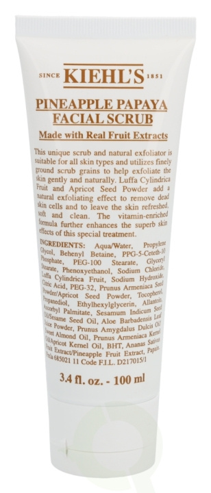 Kiehls Kiehl\'s Pineapple Papaya Facial Scrub 100 ml All Skin Types i gruppen SKÖNHET & HÄLSA / Hudvård / Ansiktsvård / Skrubb / Peeling hos TP E-commerce Nordic AB (C52495)