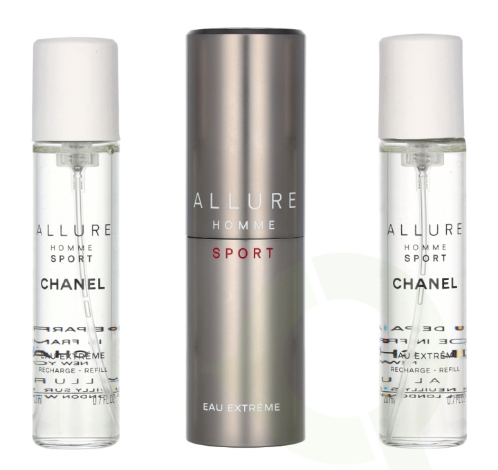 Chanel Allure Homme Sport Eau Extreme Giftset 60 ml Travel Spray Edp Spray 20ml/2x Refill Edp 20ml - Twist and Spray i gruppen SKÖNHET & HÄLSA / Presentkit / Presentkit För Honom hos TP E-commerce Nordic AB (C53170)