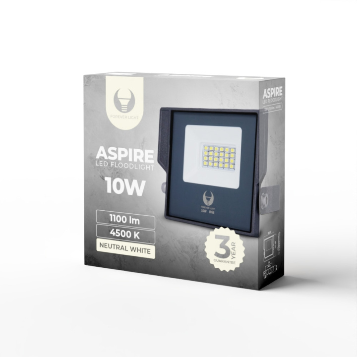 Forever Light ASPIRE - LED-Strålkastare, 10W, 4500K, 1100lm, 230V i gruppen HEM, HUSHÅLL & TRÄDGÅRD / El & Belysning / Utomhusbelysning / LED-strålkastare hos TP E-commerce Nordic AB (C53927)