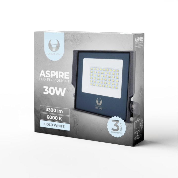 Forever Light ASPIRE - LED-Strålkastare, 30W, 6000K, 3300lm, 230V i gruppen HEM, HUSHÅLL & TRÄDGÅRD / El & Belysning / Utomhusbelysning / LED-strålkastare hos TP E-commerce Nordic AB (C53930)