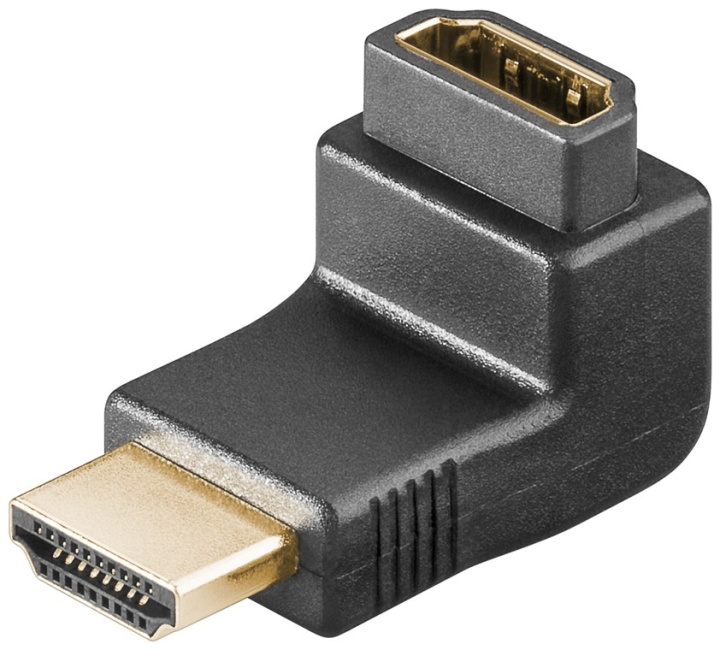 Goobay HDMI™ vinkeladapter 90°, guldpläterad, 8K @ 60 Hz HDMI™-uttag (typ A) > HDMI™ kontakt (typ A) 90 ° i gruppen HEMELEKTRONIK / Kablar & Adaptrar / HDMI / Adaptrar hos TP E-commerce Nordic AB (C54159)