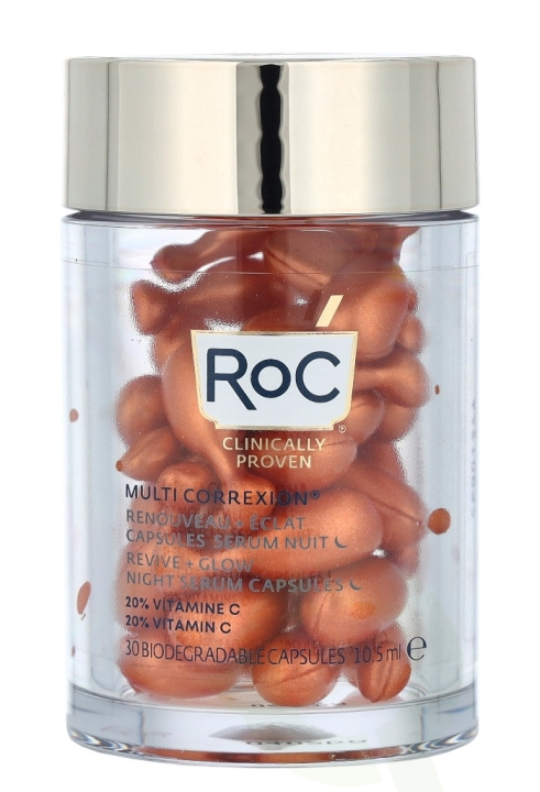 ROC Multi Correxion Revive & Glow Vit. C Night Serum Caps. 10.5 ml 30x0,35ml i gruppen SKÖNHET & HÄLSA / Hudvård / Ansiktsvård / Serum Hud hos TP E-commerce Nordic AB (C55009)