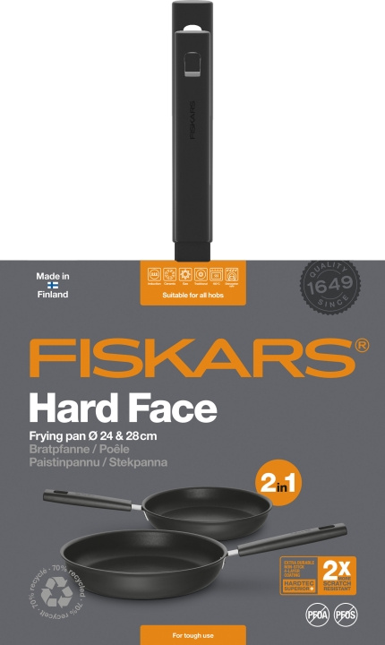 Wok Antiaderente Fiskars Hard Face 28 Cm, Rivestimento Ceramico, Per Cotture Ad Alta Temperatura