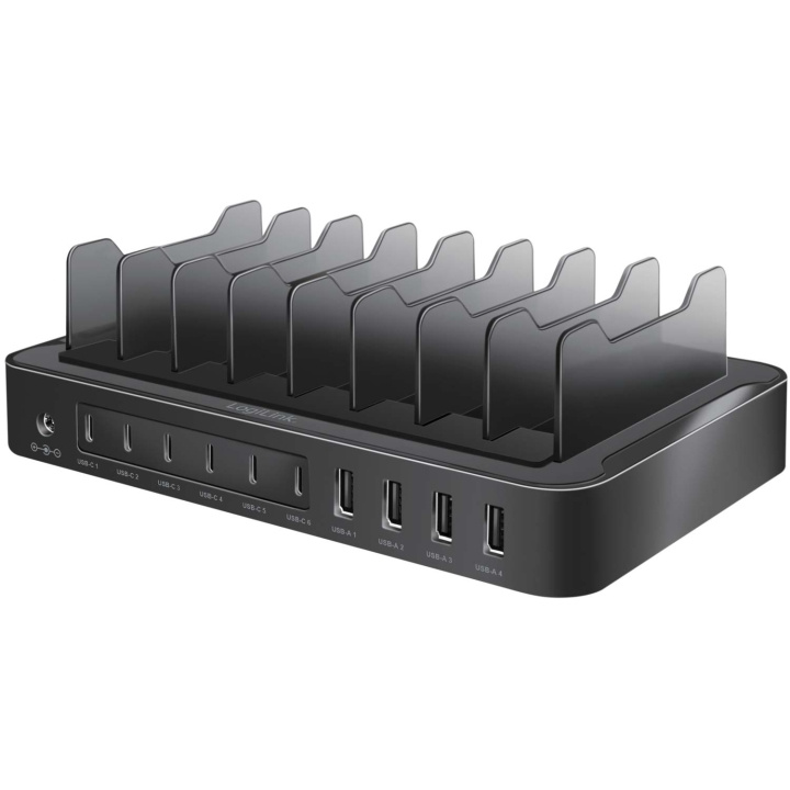 LogiLink Laddningsstation 10 portar 6st USB-C + 4st USB-A PD/QC3.0 120W i gruppen DATORER & KRINGUTRUSTNING / Datortillbehör / USB-hubbar hos TP E-commerce Nordic AB (C55431)