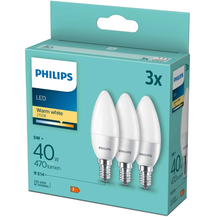 Philips 3-pack LED E14 Kron 5W (40W) Frost 470lm i gruppen HEMELEKTRONIK / Belysning / LED-lampor hos TP E-commerce Nordic AB (C55458)