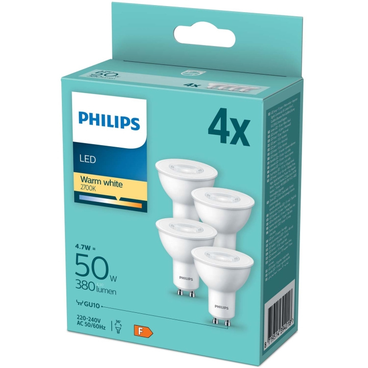 Philips 4-pack LED GU10 4,6W (50W) 380lm i gruppen HEMELEKTRONIK / Belysning / LED-lampor hos TP E-commerce Nordic AB (C55461)