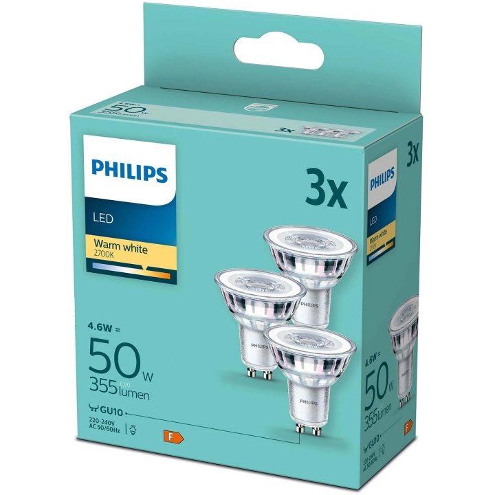 Philips 3-pack LED GU10 4,6W (50W) 355lm i gruppen HEMELEKTRONIK / Belysning / LED-lampor hos TP E-commerce Nordic AB (C55462)