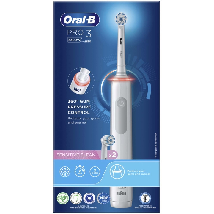 Oral B Eltandborste Pro 3 3300W i gruppen SKÖNHET & HÄLSA / Munvård / Eltandborstar hos TP E-commerce Nordic AB (C55498)