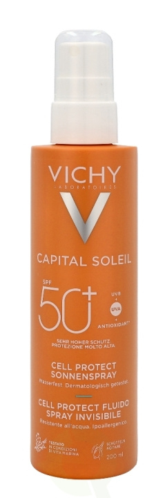 Vichy Capital Soleil Cell Protect Water Fluid Spray SPF50+ 200 ml i gruppen SKÖNHET & HÄLSA / Hudvård / Ansiktsvård / Dagkräm hos TP E-commerce Nordic AB (C56673)