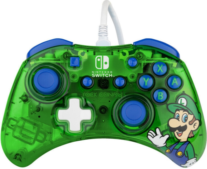 PDP Gaming Rock Candy Wired Controller - trådbunden spelkontroll, Luigi, Switch i gruppen HEMELEKTRONIK / Spelkonsoler & Tillbehör / Nintendo Switch / Tillbehör hos TP E-commerce Nordic AB (C57198)