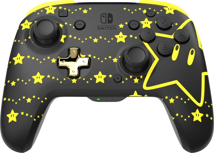 PDP Gaming Rematch Glow Wireless Controller - trådlös spelkontroll, Mario Stars, Switch i gruppen HEMELEKTRONIK / Spelkonsoler & Tillbehör / Nintendo Switch / Tillbehör hos TP E-commerce Nordic AB (C57219)