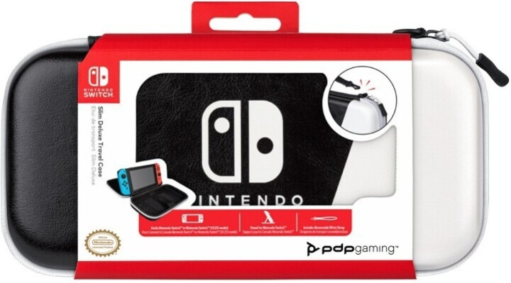 PDP Gaming Slim Deluxe Travel Case Elite – Black/White - Skyddsväska, Switch i gruppen HEMELEKTRONIK / Spelkonsoler & Tillbehör / Nintendo Switch / Tillbehör hos TP E-commerce Nordic AB (C57275)