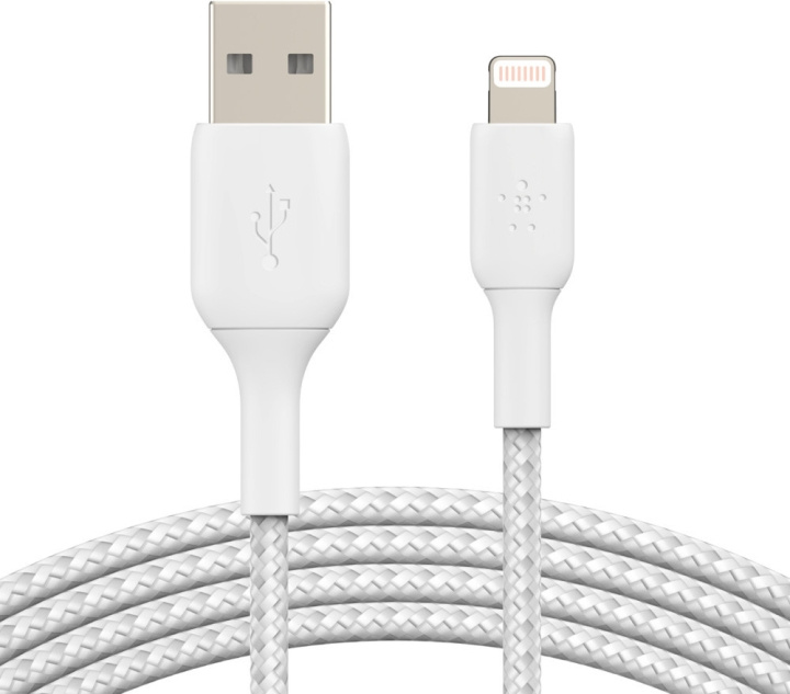 Belkin BOOST CHARGE™ Lightning - USB-A-kabel flätad, 0,15 m, vit i gruppen SMARTPHONE & SURFPLATTOR / Laddare & Kablar / Kablar / Kablar Lightning hos TP E-commerce Nordic AB (C57665)